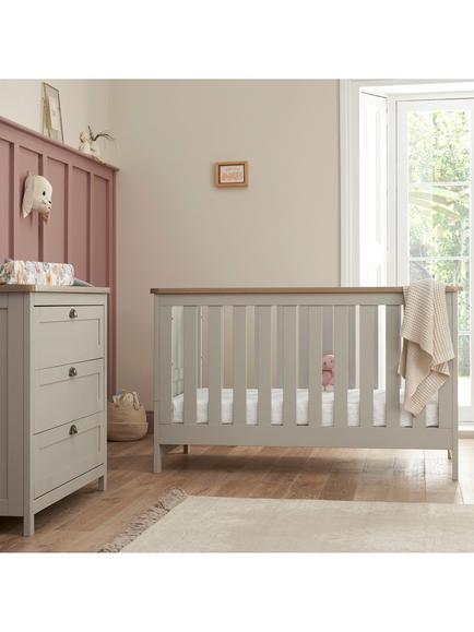 Tutti Bambini Verona Cotbed and Chest of Drawers 2 Piece Room Set - view 2, Grey/Oak