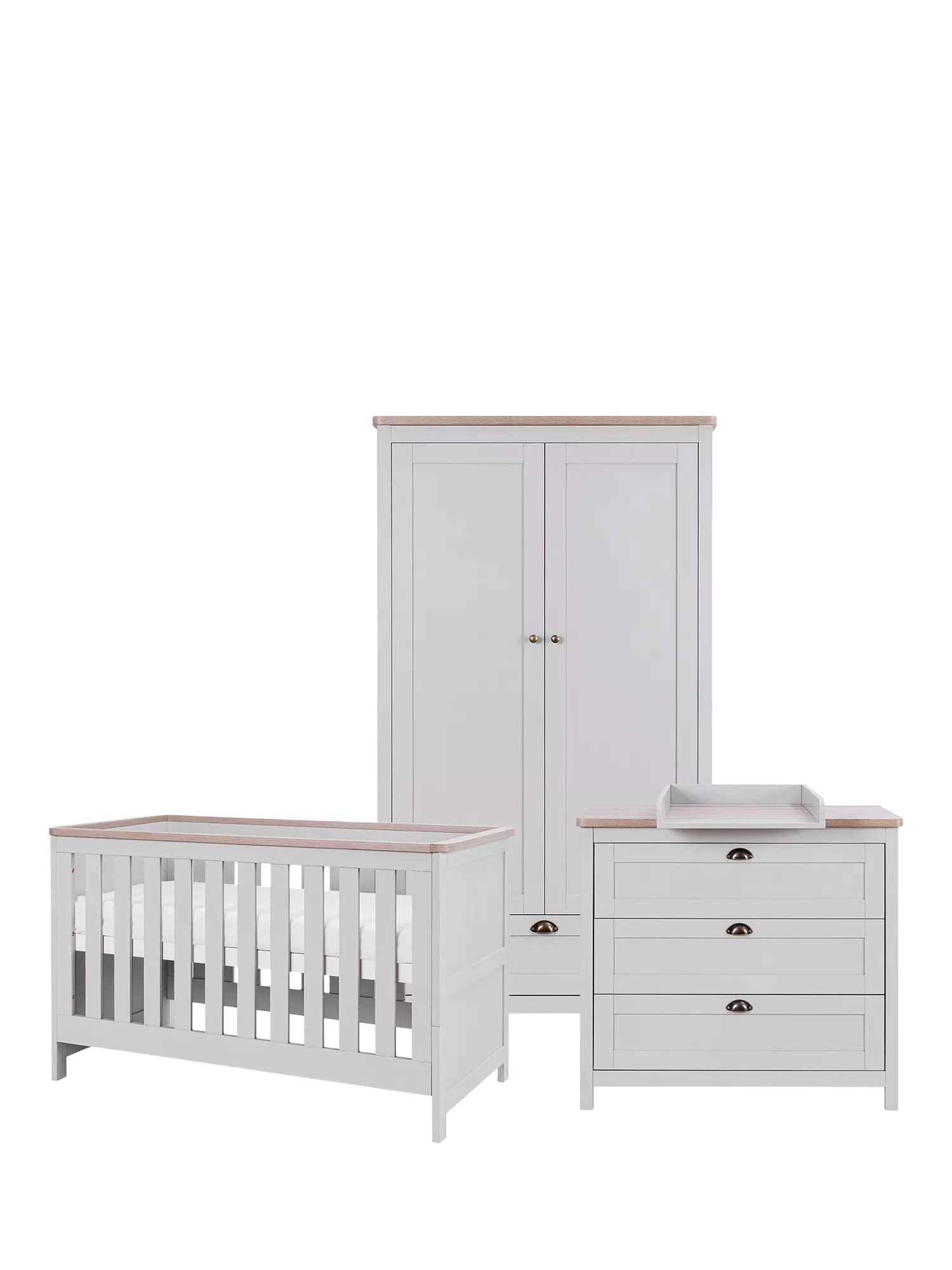 Tutti Bambini Verona Wardrobe Cotbed and Chest of Drawers 3 Piece Room Set Grey Oak