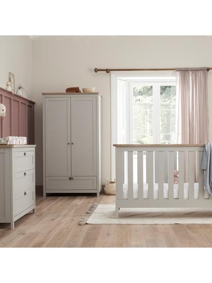 Tutti Bambini Verona Wardrobe, Cotbed and Chest of Drawers 3 Piece Room Set - view 2, Grey/Oak