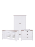 Tutti Bambini Verona Wardrobe, Cotbed and Chest of Drawers 3 Piece Room Set, White/Oak
