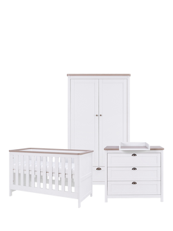 Tutti Bambini Verona Wardrobe, Cotbed and Chest of Drawers 3 Piece Room Set, White/Oak