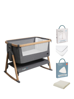 Tutti Bambini CoZee Air Bedside Crib Essential Starter Bundle, Charcoal, Charcoal