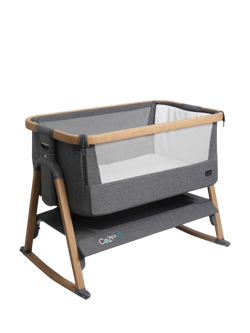 Tutti Bambini CoZee Air Bedside Crib - view 2, Charcoal/Oak