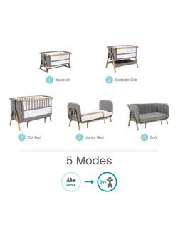 Tutti Bambini CoZee XL Bedside Crib and Accessories Bundle, Scandi Walnut/Ecru - view 2, Charcoal/Oak