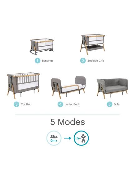 Tutti Bambini CoZee XL Bedside Crib and Accessories Bundle, Charcoal/Oak - view 2, Charcoal/Oak