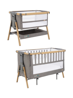 Tutti Bambini CoZee XL Bedside Crib and Cot, Charcoal/Oak