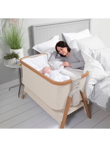 Tutti Bambini CoZee Bedside Crib - view 2, Scandi Walnut/Ecru