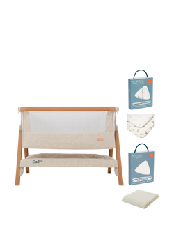 Tutti Bambini CoZee Bedside Crib Essential Starter Bundle, Scandi Walnut/Ecru