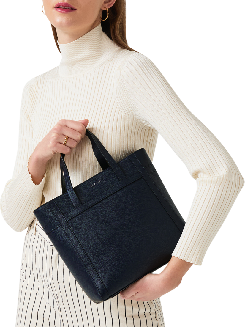 Product image 6 of 6, which shows Radley Derby Street Leather Small Ziptop Grab Bag, Ink