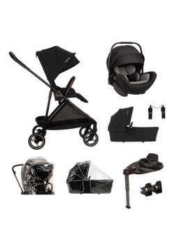 Nuna IXXA Next Pushchair, LYTL IXXA Carrycot, ARRA Flex i-Size Baby Car Seat and BASE Curv Bundle, Caviar, Caviar