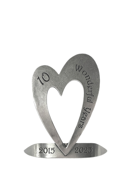 English Pewter Company Heart Shaped 10th Wedding Anniversary Tin Stand, 