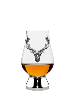 English Pewter Company Glencairn Whisky Crystal Glass Stag Tumbler, 200ml, 