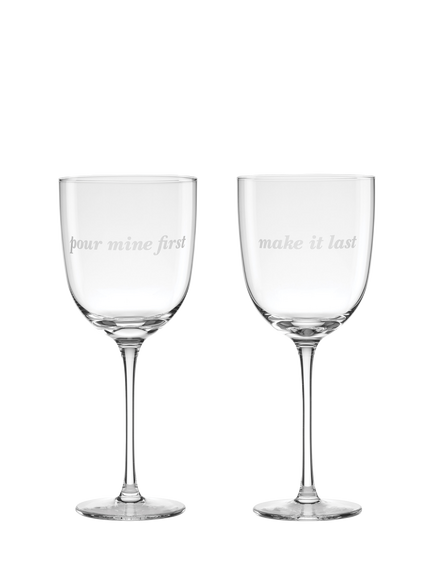 kate spade new york Slogan Wine Glass, Set of 2, 414ml, Clear, Clear