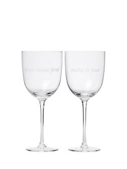 kate spade new york Slogan Wine Glass, Set of 2, 414ml, Clear - view 2, Clear