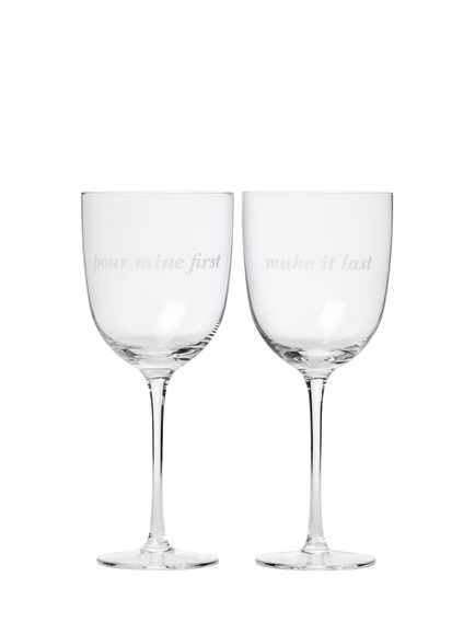 kate spade new york Slogan Wine Glass, Set of 2, 414ml, Clear - view 2, Clear