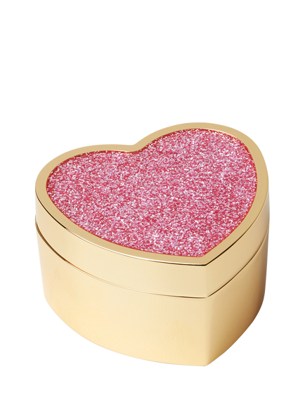 kate spade new york Glitter Stainless Steel Heart Shape Storage Box, Pink, Pink