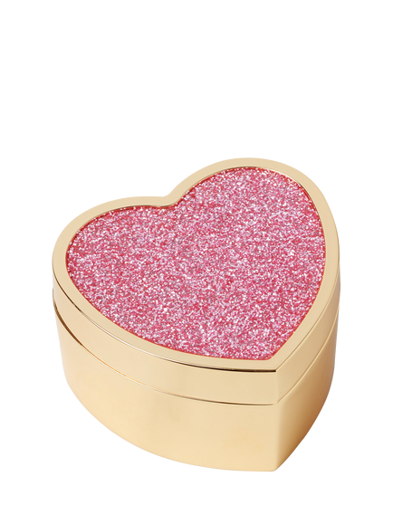 kate spade new york Glitter Stainless Steel Heart Shape Storage Box, Pink - view 2, Pink