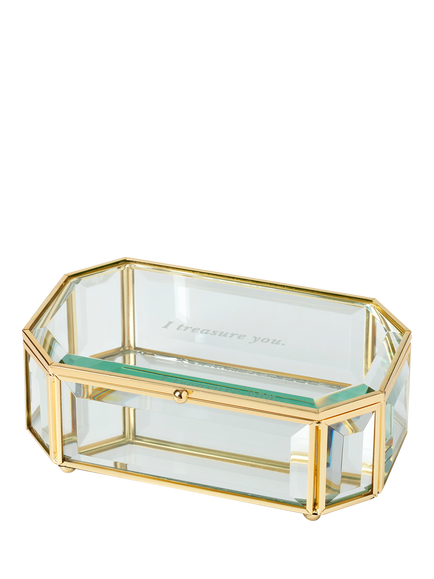 kate spade new york 'Treasure You' Bevelled Glass Jewellery Box, Clear, Clear