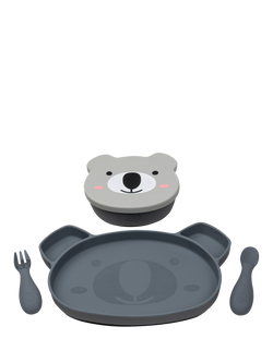 TUM TUM Kev Koala Silicone Plate, Bowl and Cutlery Weaning Set, Grey - view 2, Grey