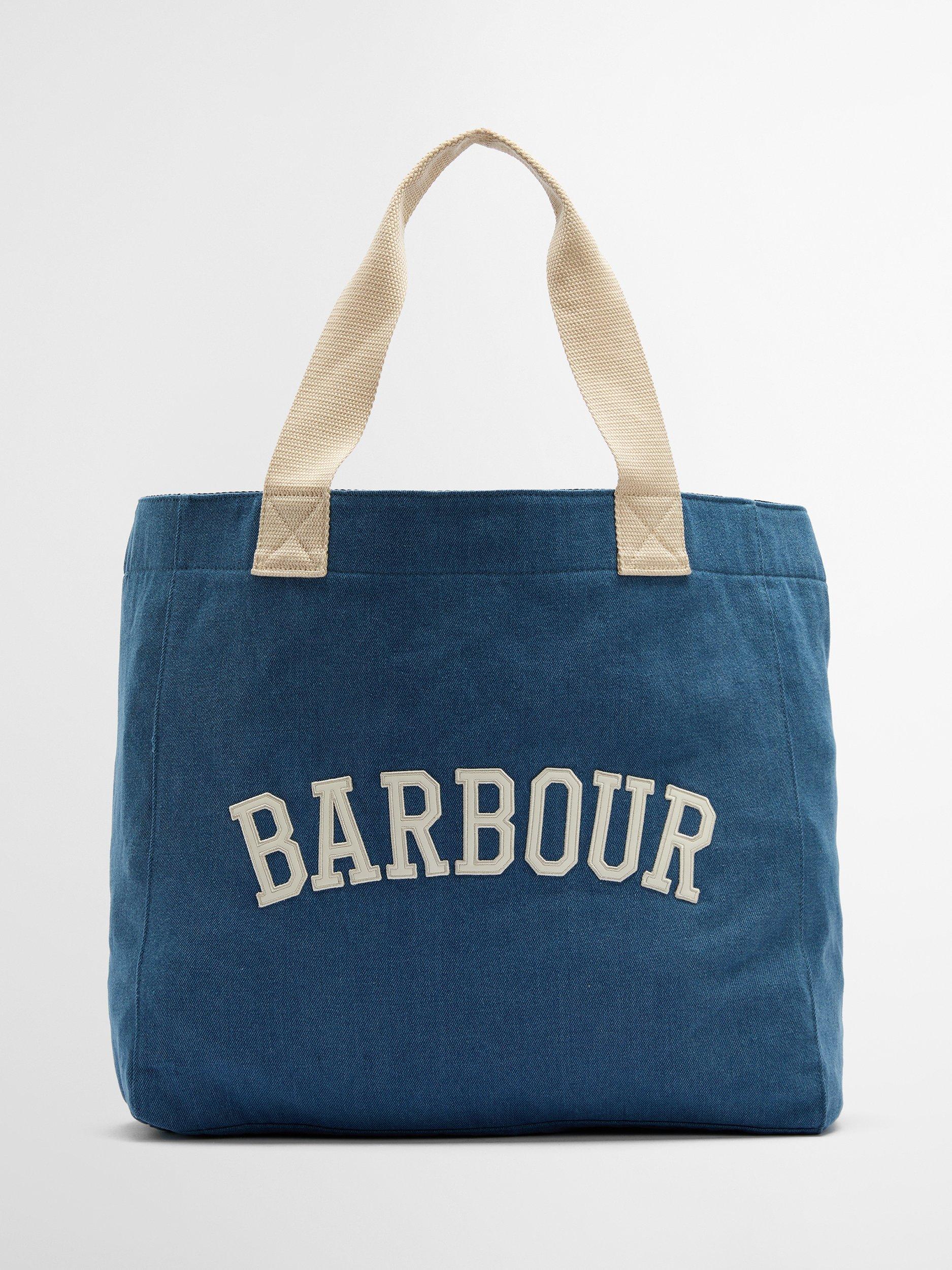 Product image 1 of 9, which shows Barbour Emily Logo Denim Tote Bag, Denim