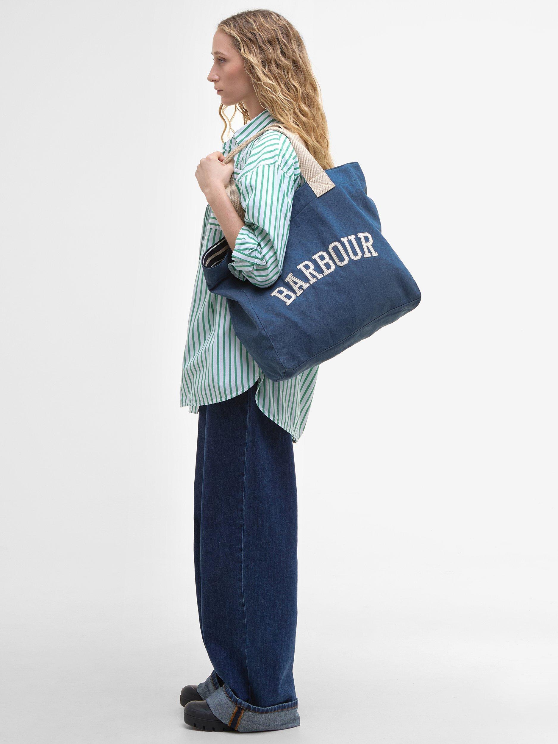 Product image 2 of 9, which shows Barbour Emily Logo Denim Tote Bag, Denim