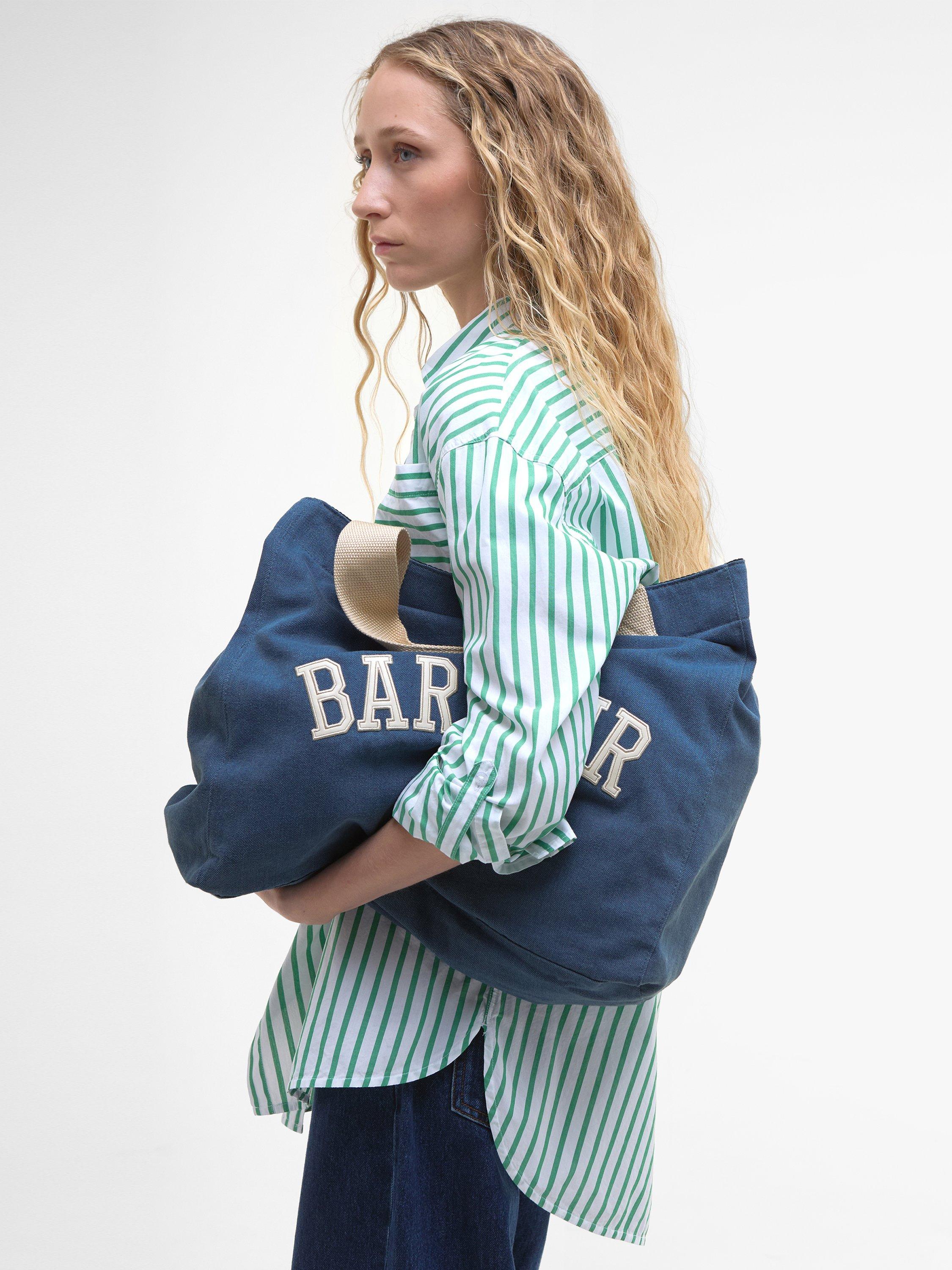 Product image 9 of 9, which shows Barbour Emily Logo Denim Tote Bag, Denim