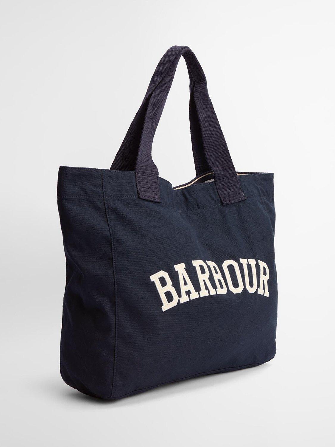 Product image 2 of 7, which shows Barbour Logo Holiday Tote Bag, Navy/Stone