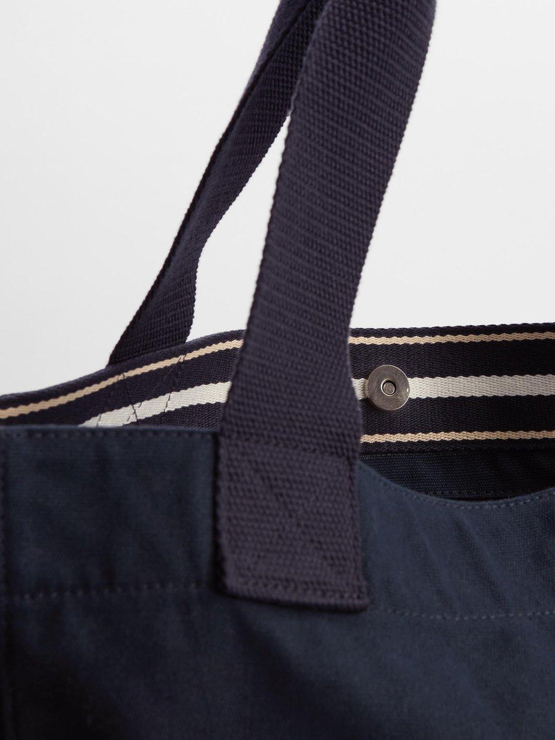 Product image 5 of 7, which shows Barbour Logo Holiday Tote Bag, Navy/Stone