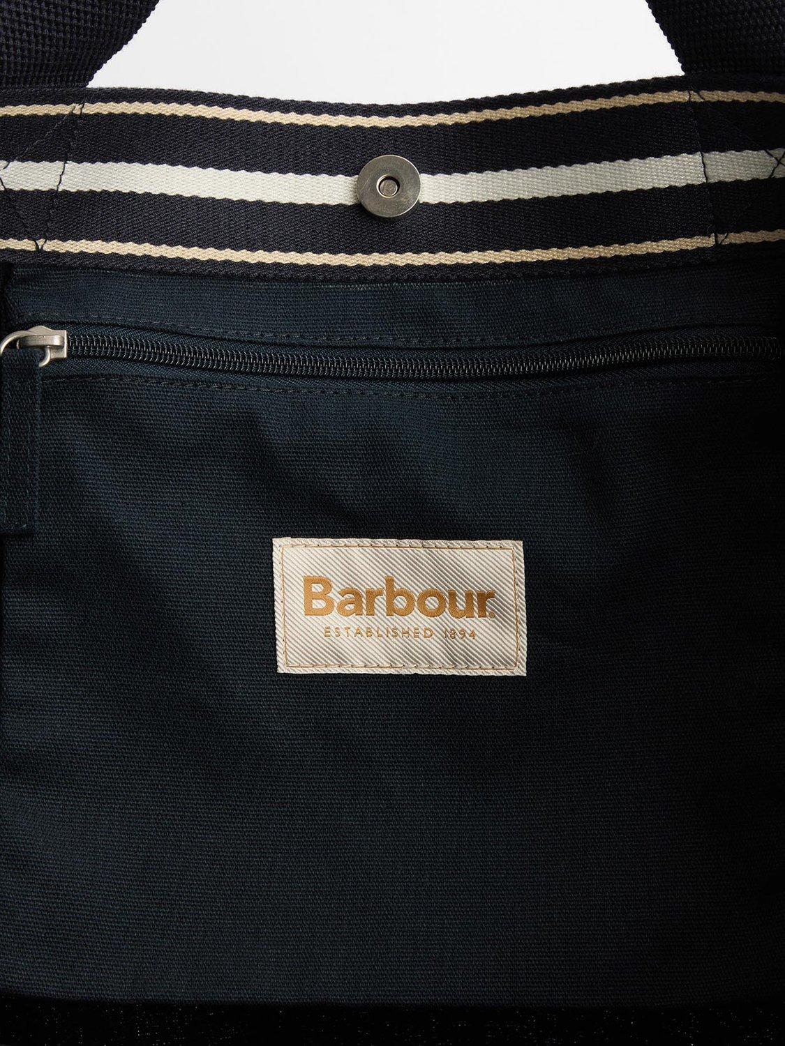 Product image 6 of 7, which shows Barbour Logo Holiday Tote Bag, Navy/Stone