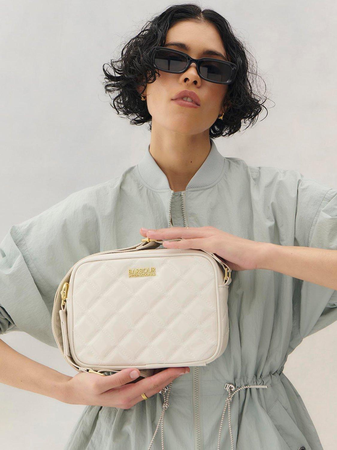 Barbour International Quilted Sloane Crossbody Bag, Gloss Silver