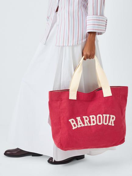 Barbour Logo Holiday Tote Bag, Athletic Red - view 2, Athletic Red