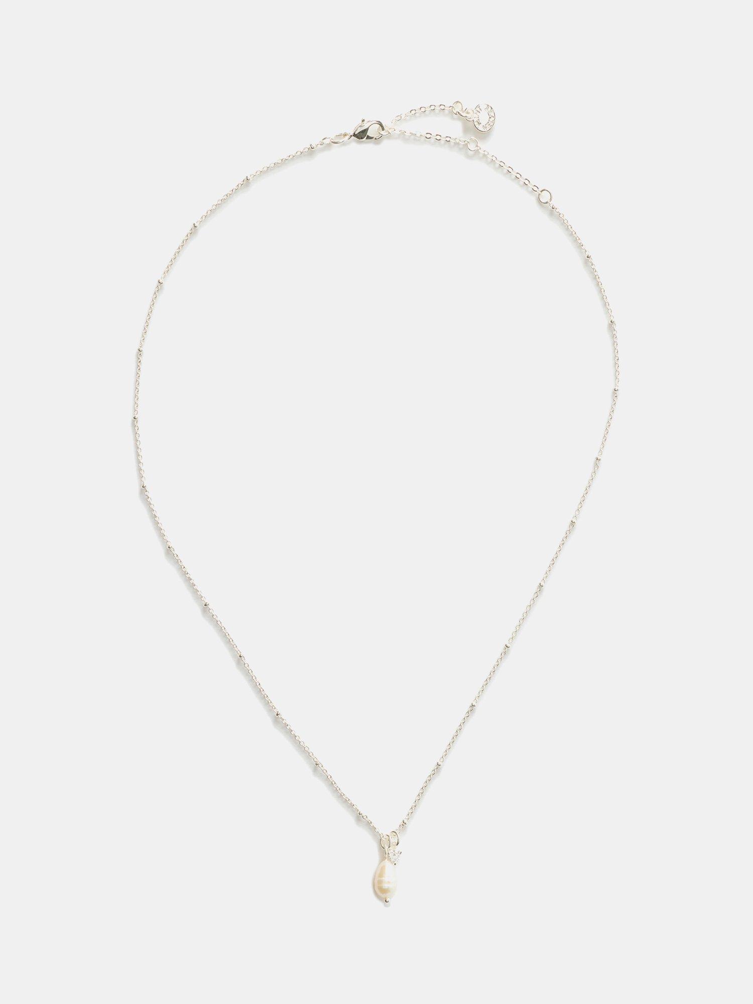 Mint Velvet Cubic Zirconia Pearl Necklace, Silver