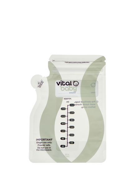 Vital Baby Nurture Easy Pour Breast Milk Storage Bags, Pack of 30, 