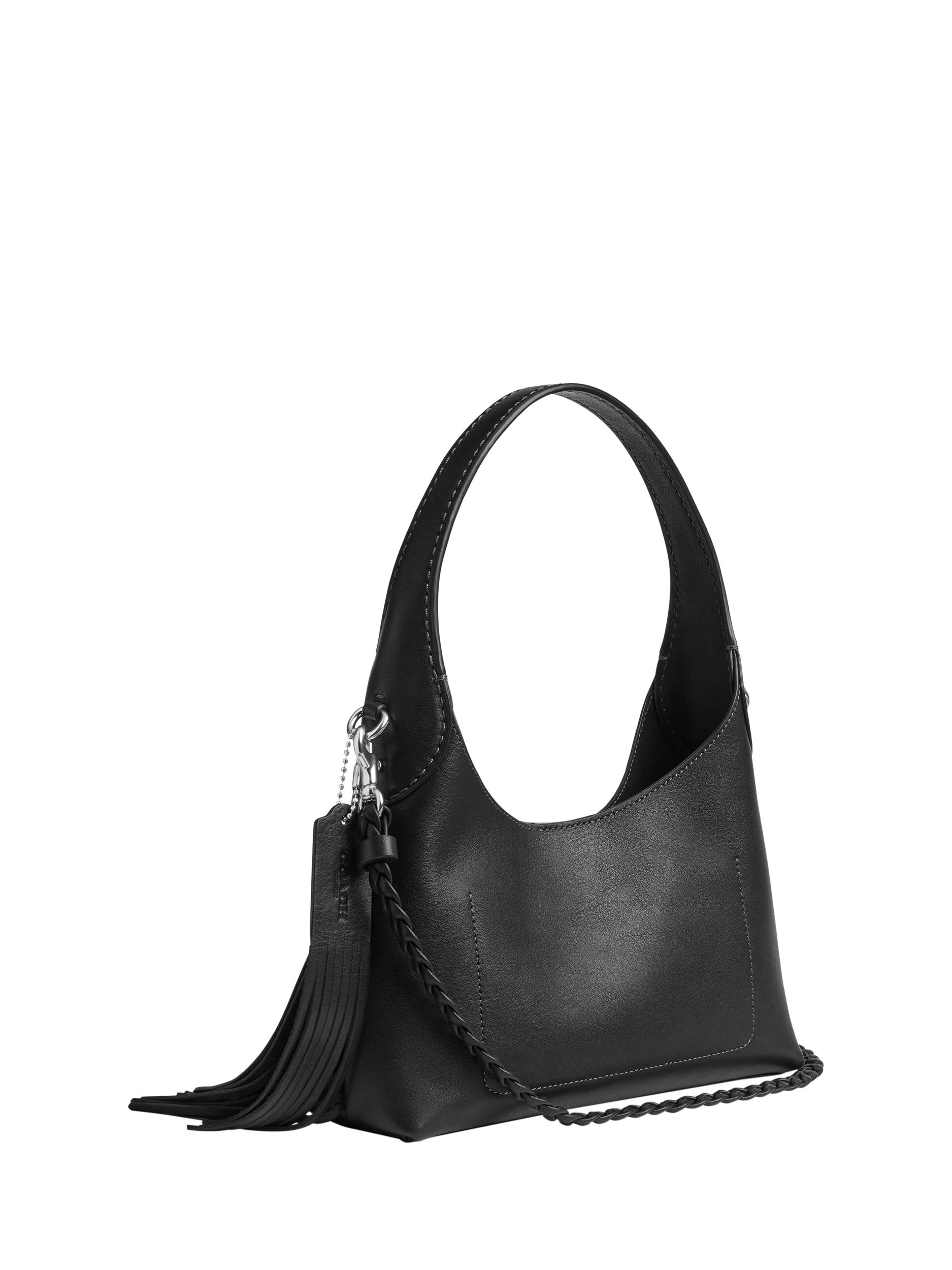 Product image 2 of 4, which shows Coach Brooklyn 23 Leather Fringe Shoulder Bag, Black