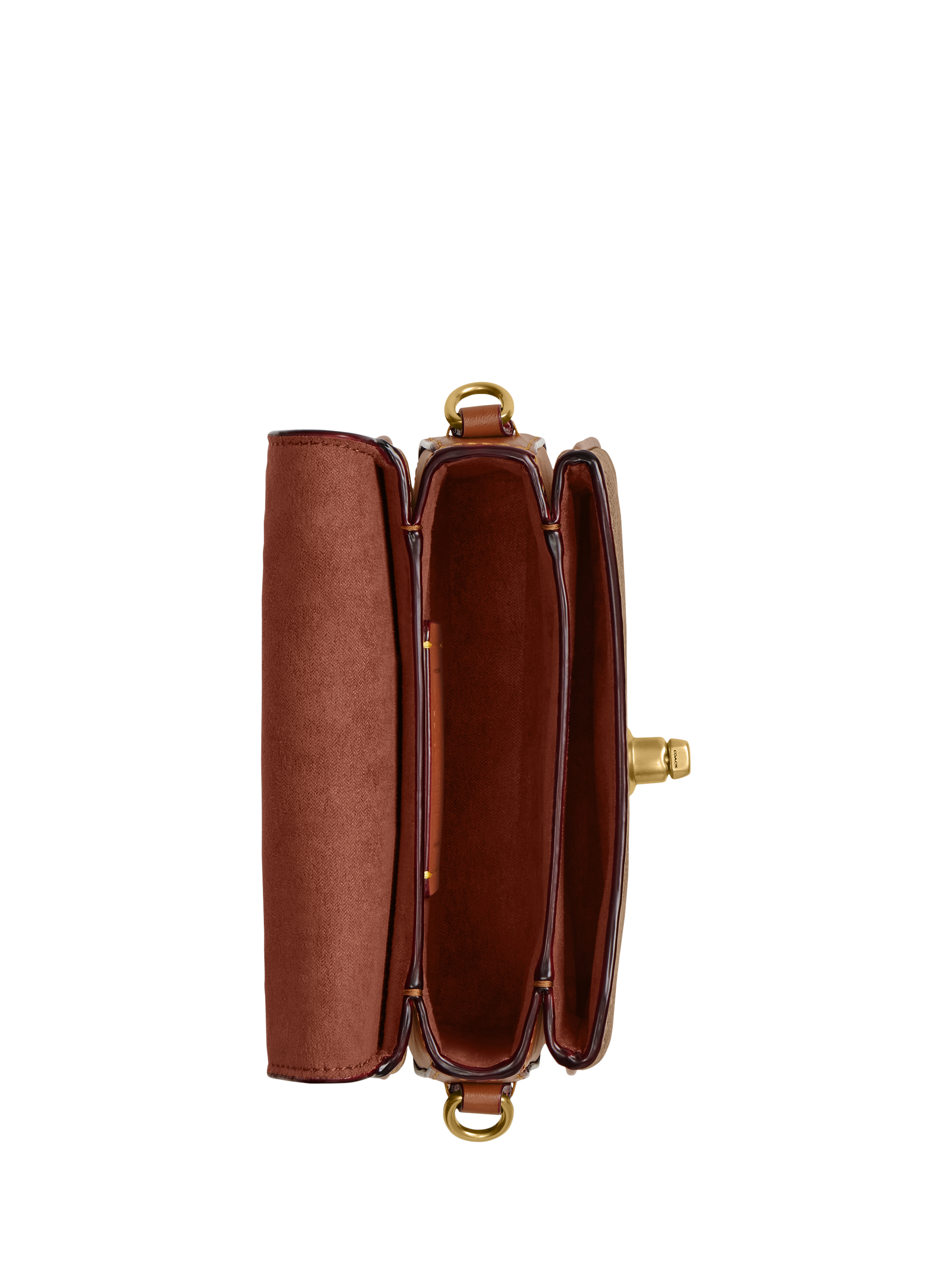 Product image 2 of 4, which shows Coach Cassie 17 Leather Monogram Crossbody Bag, Tan/Caramel