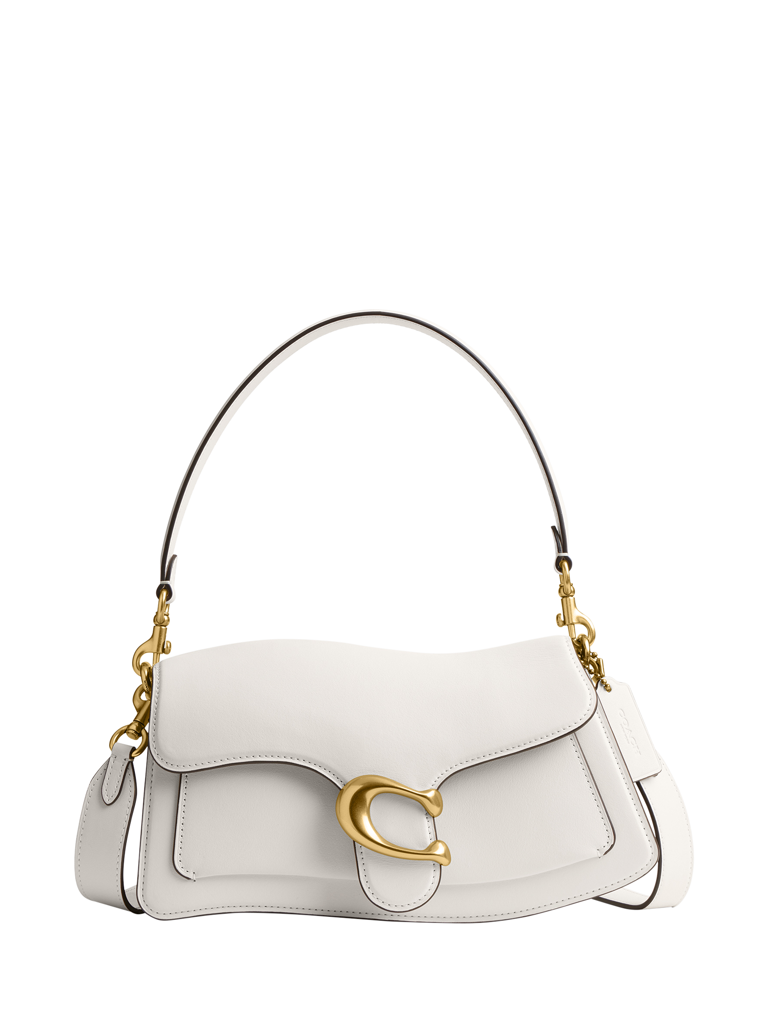Product image 1 of 4, which shows Coach Glove-Tanned Leather Wavy Tabby Shoulder Bag, Chalk