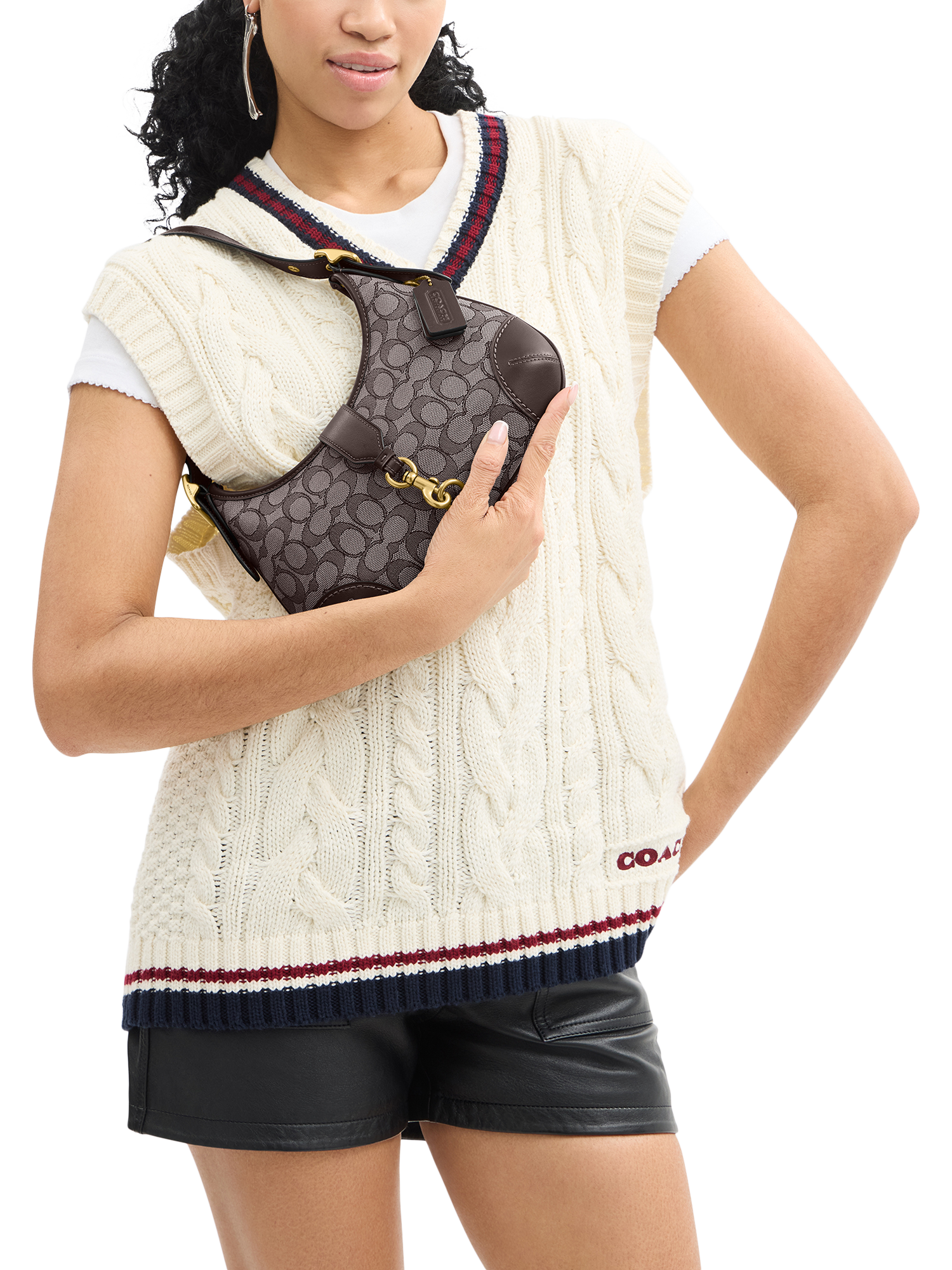 Product image 4 of 4, which shows Coach Hamptons Signature Jacquard Hobo Bag, Brown/Multi