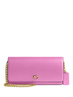 Coach Evie Long Leather Wallet on Chain, Fuschia