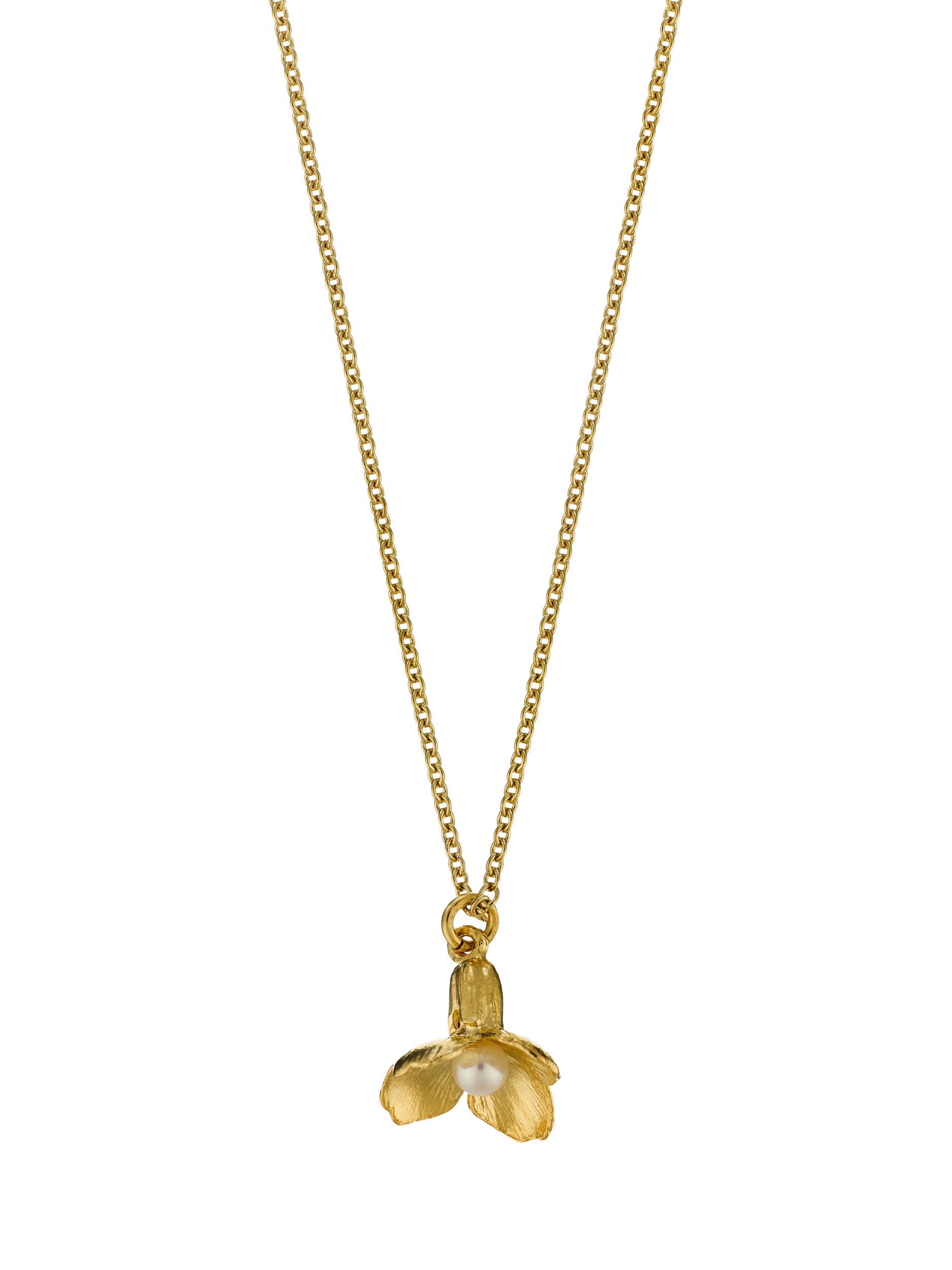 Product image 1 of 3, which shows Alex Monroe Cuckoo Flower Necklace, Gold