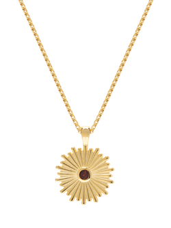 LARNAUTI x RED January Garnet Sun Pendant Necklace, Gold, Yellow Gold