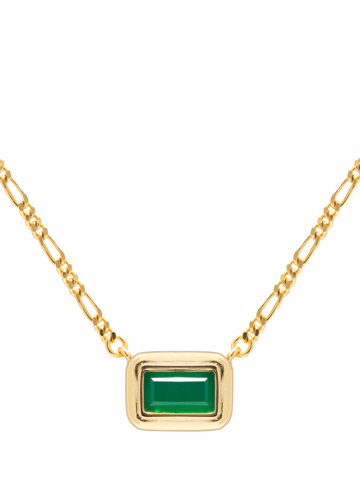 Product image 1 of 4, which shows LARNAUTI Green Onyx Pendant Necklace, Gold