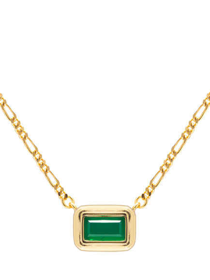 LARNAUTI Green Onyx Pendant Necklace, Gold, Yellow Gold
