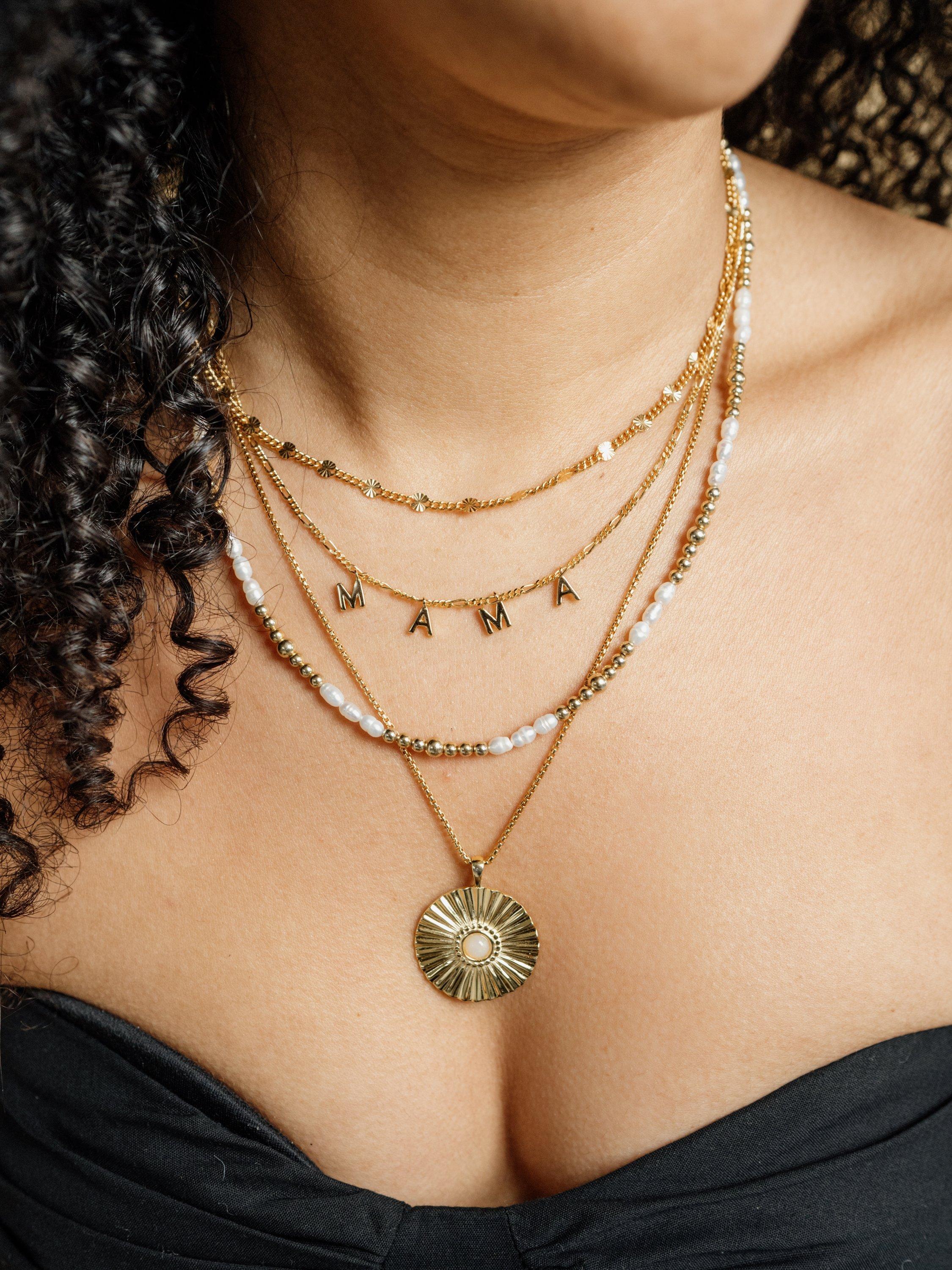 Product image 2 of 3, which shows LARNAUTI MAMA Chain Necklace, Gold