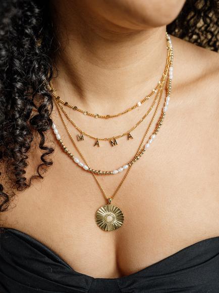 LARNAUTI MAMA Chain Necklace, Gold - view 2, Yellow Gold