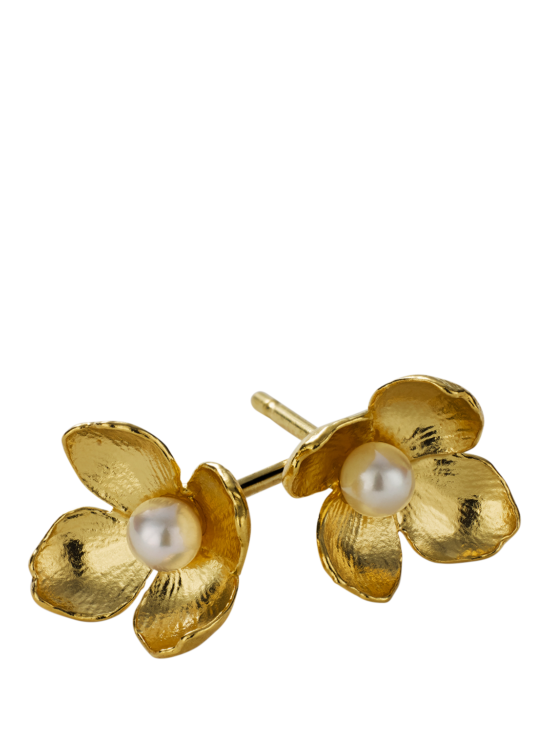 Product image 2 of 4, which shows Alex Monroe Cuckoo Flower Earrings, Gold