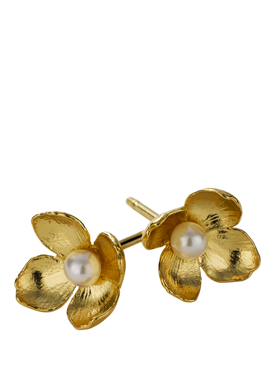 Product image 3 of 4, which shows Alex Monroe Cuckoo Flower Earrings, Gold