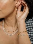 LARNAUTI Mother of Pearl Drop Hoop Earrings, Gold