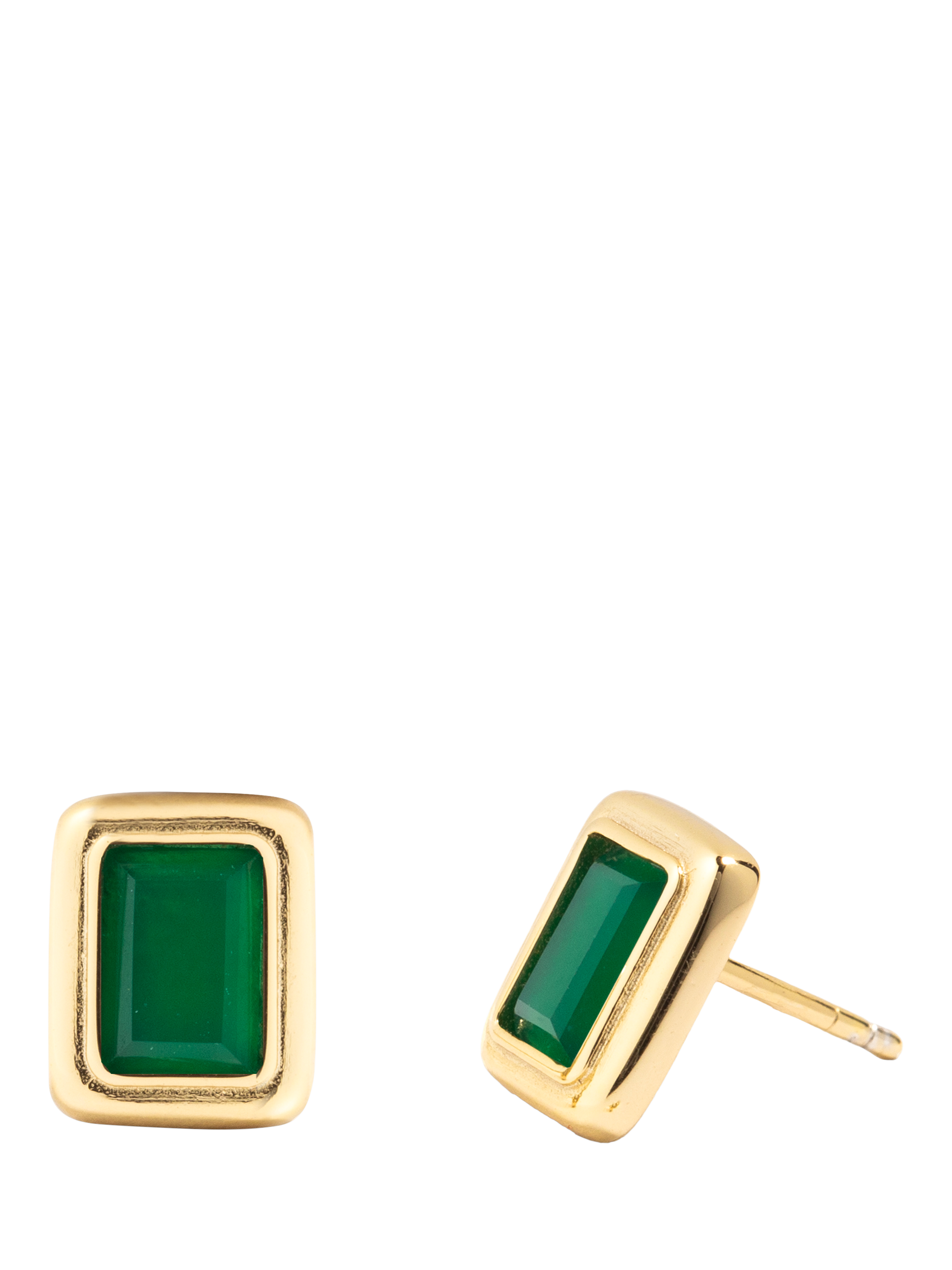 Product image 1 of 1, which shows LARNAUTI Green Onyx Emerald Stud Earrings, Gold