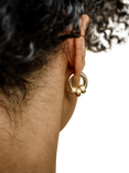 LARNAUTI Polished and Sand Blasted Hoop Earrings, Gold