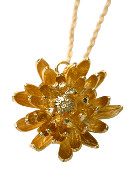Alex Monroe Blooming Chrysanthemum Pendant Necklace, Gold - view 2, Gold